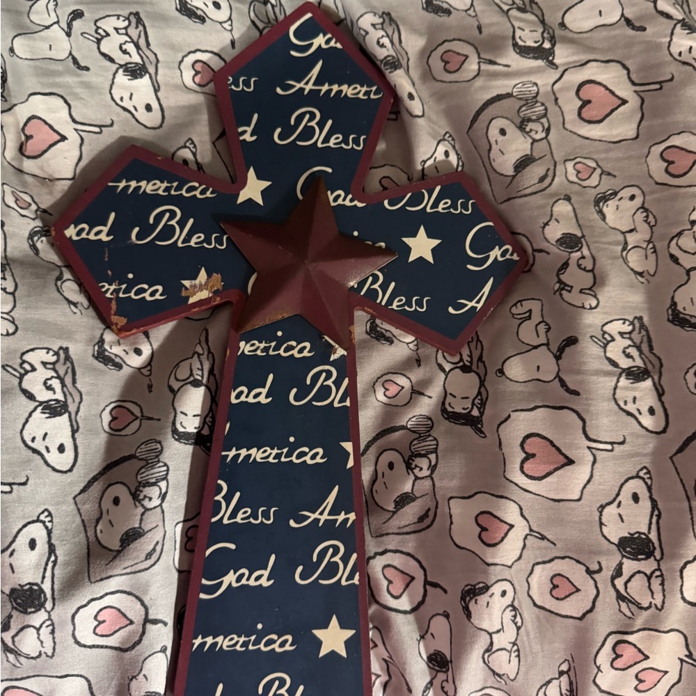 Patriotic Wall Cross with Blessings